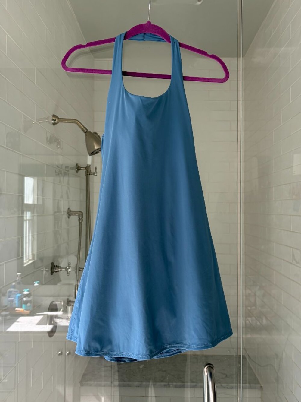 Cerulean Blue Workout-Style Halter Dress - Size: Medium